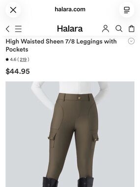 HALARA High-Waisted Sheen Leggings with Cargo Pockets Classy